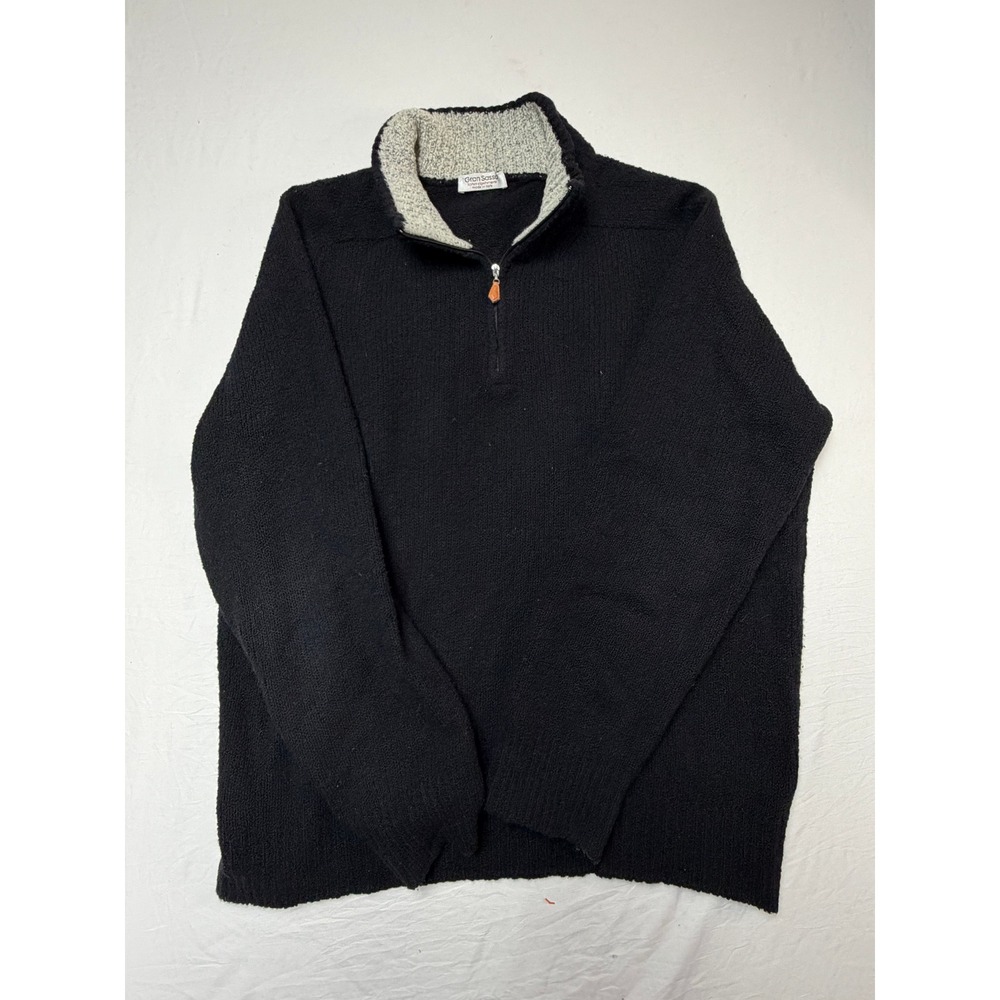 Gran Sasso Italy Mens Black Lana Wool Cashmere Quarter Zip Sweater XL